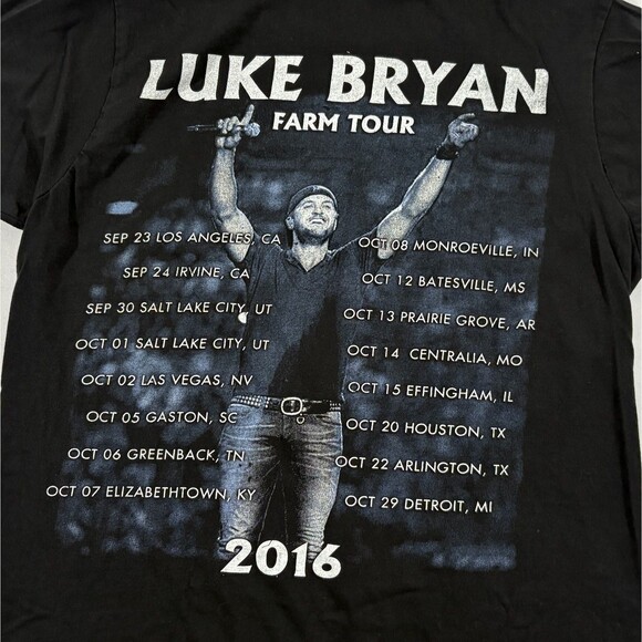 Luke Bryan Black Farm Tour Concert Tee T-Shirt Country Music Whisky Crew Sz S - Picture 8 of 8